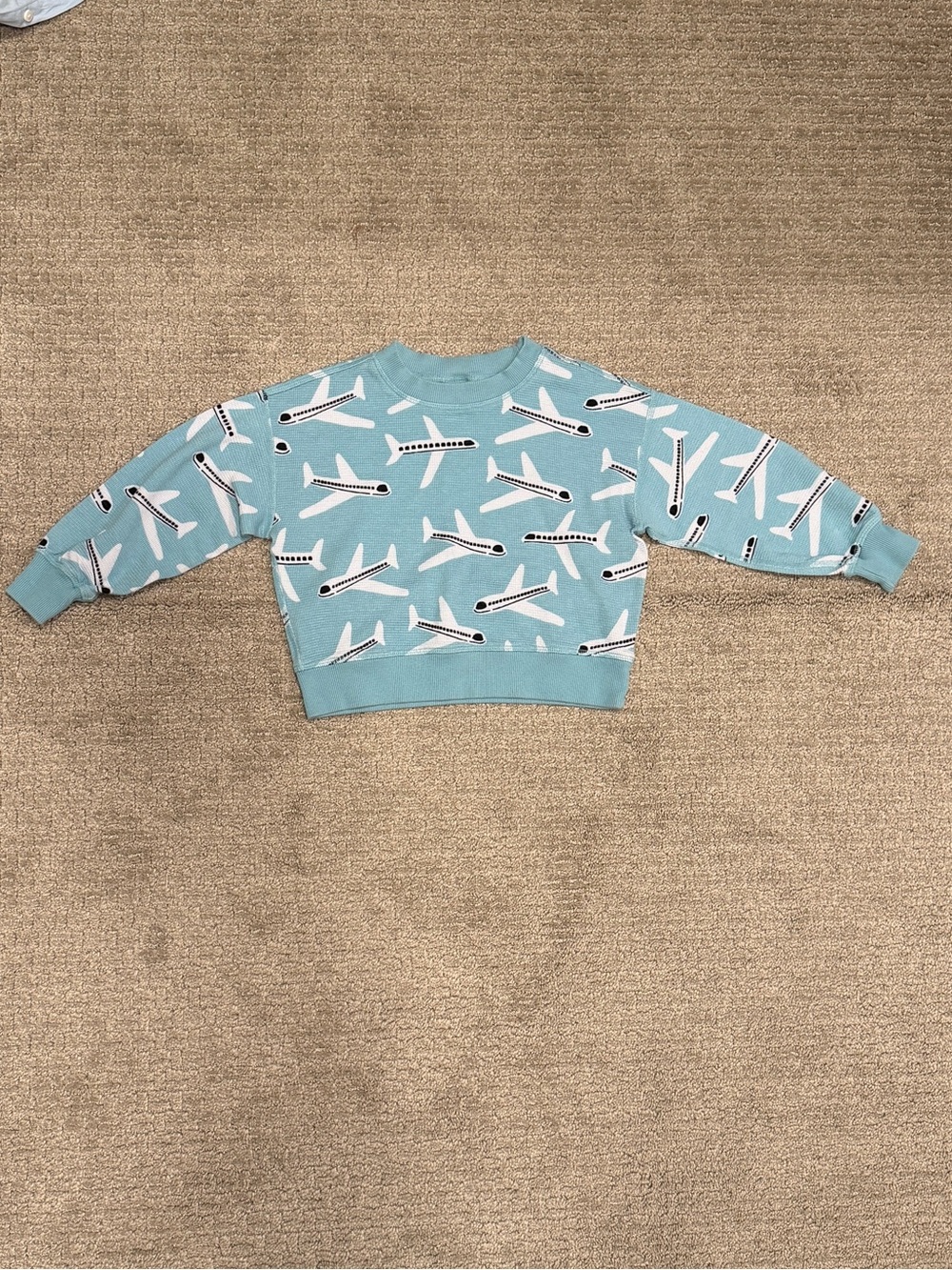Hanna Andersson Kids Airplane Waffle Sweatshirt 4T